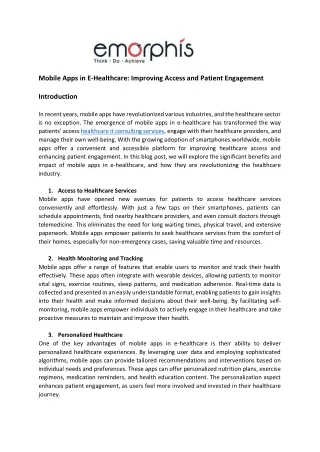 mobile apps in e healthcare improving access