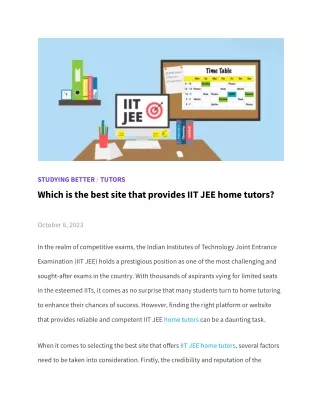 Which is the best site that provides IIT JEE home tutors