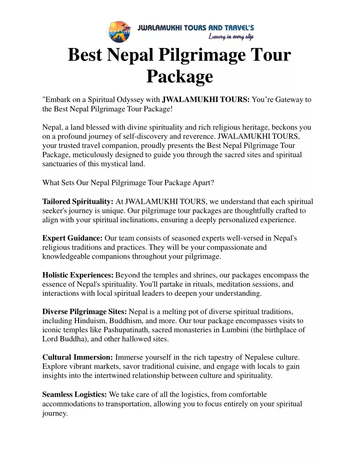 best nepal pilgrimage tour package