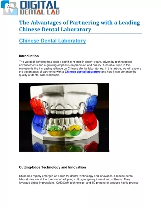 Leading Chinese Dental Laboratory