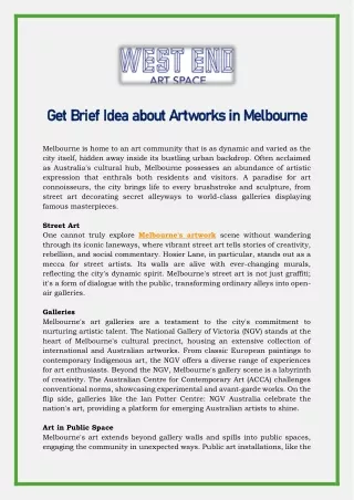 Get Brief Idea about Artworks in Melbourne