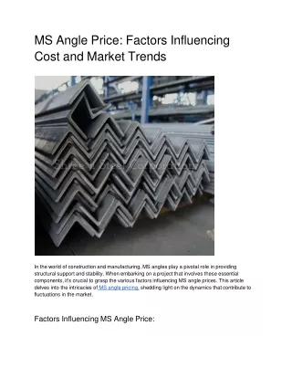 MS Angle Price: Factors Influencing Cost and Market Trends