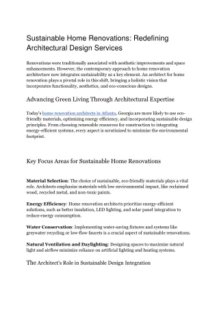 Sustainable Home Renovations Redefining Architectural Design Services