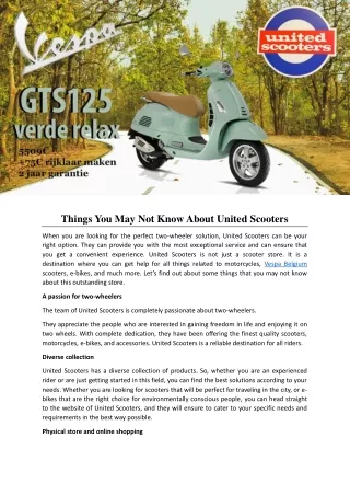 Things You May Not Know About United Scooters