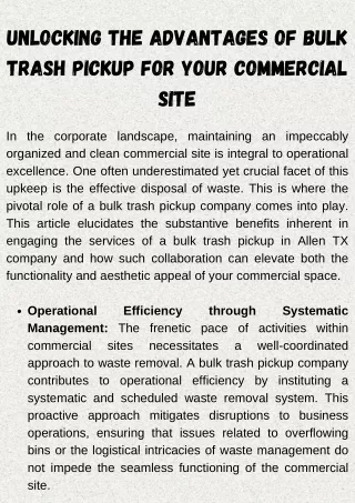 Unlocking the Advantages of Bulk Trash Pickup for Your Commercial Site