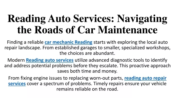 reading auto services navigating the roads of car maintenance