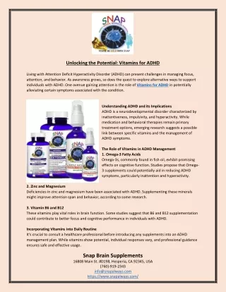 unlocking the potential vitamins for adhd