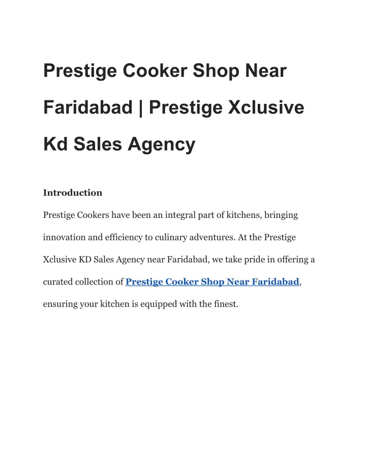 prestige cooker shop near