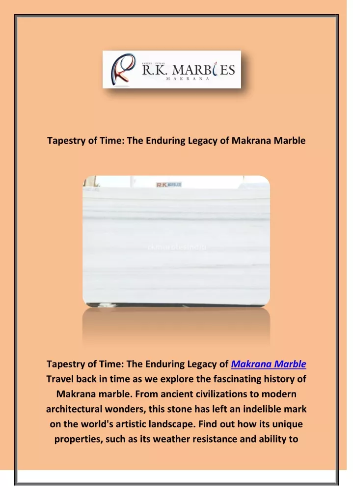 tapestry of time the enduring legacy of makrana