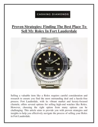 Proven Strategies: Finding The Best Place To Sell My Rolex In Fort Lauderdale