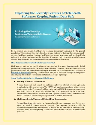 Exploring the Security Features of Telehealth Software