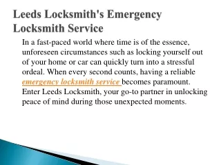 Emergency Locksmith services
