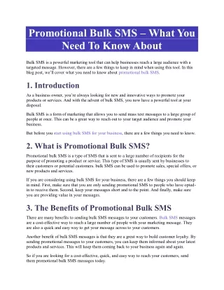 Promotional Bulk SMS – What You Need To Know About