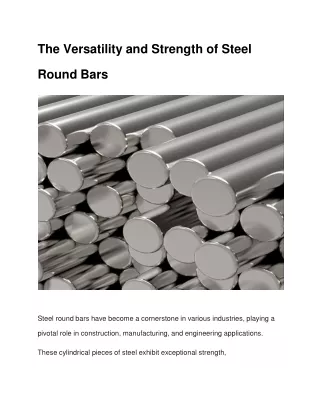 The Versatility and Strength of Steel Round Bars