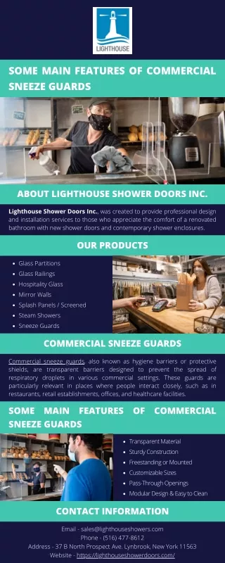 some main features of commercial sneeze guards