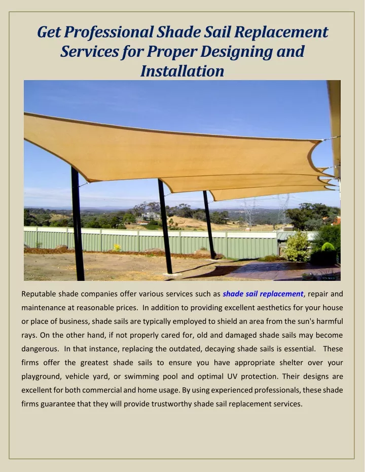 get professional shade sail replacement services