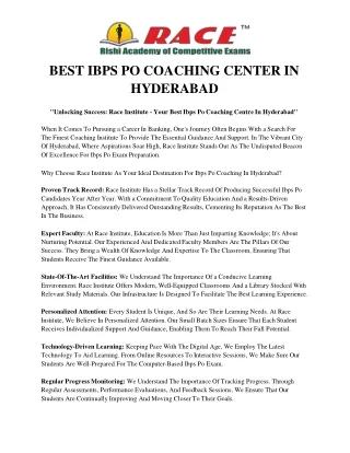 BEST IBPS PO COACHING CENTER IN HYDERABAD
