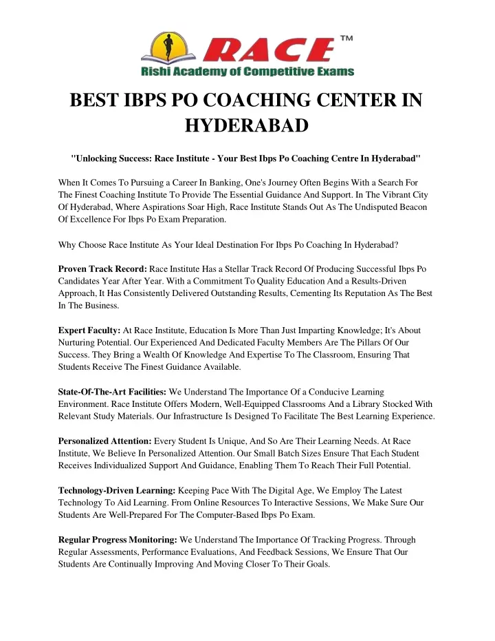 best ibps po coaching center in hyderabad