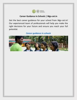 Career Guidance In Schools | Wgs-cet.in