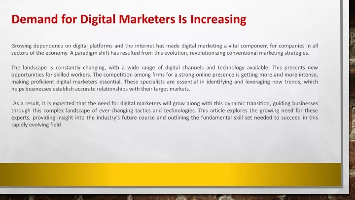 demand for digital marketers is increasing