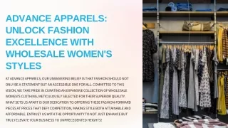 Advance Apparels Unlock Fashion Excellence with Wholesale Women's Styles