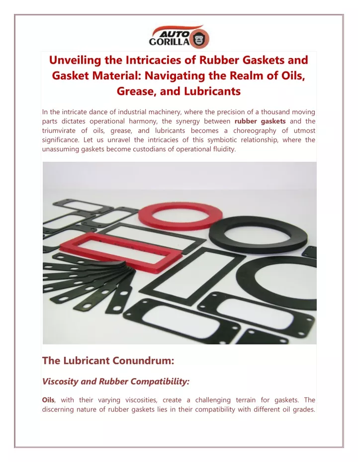 unveiling the intricacies of rubber gaskets