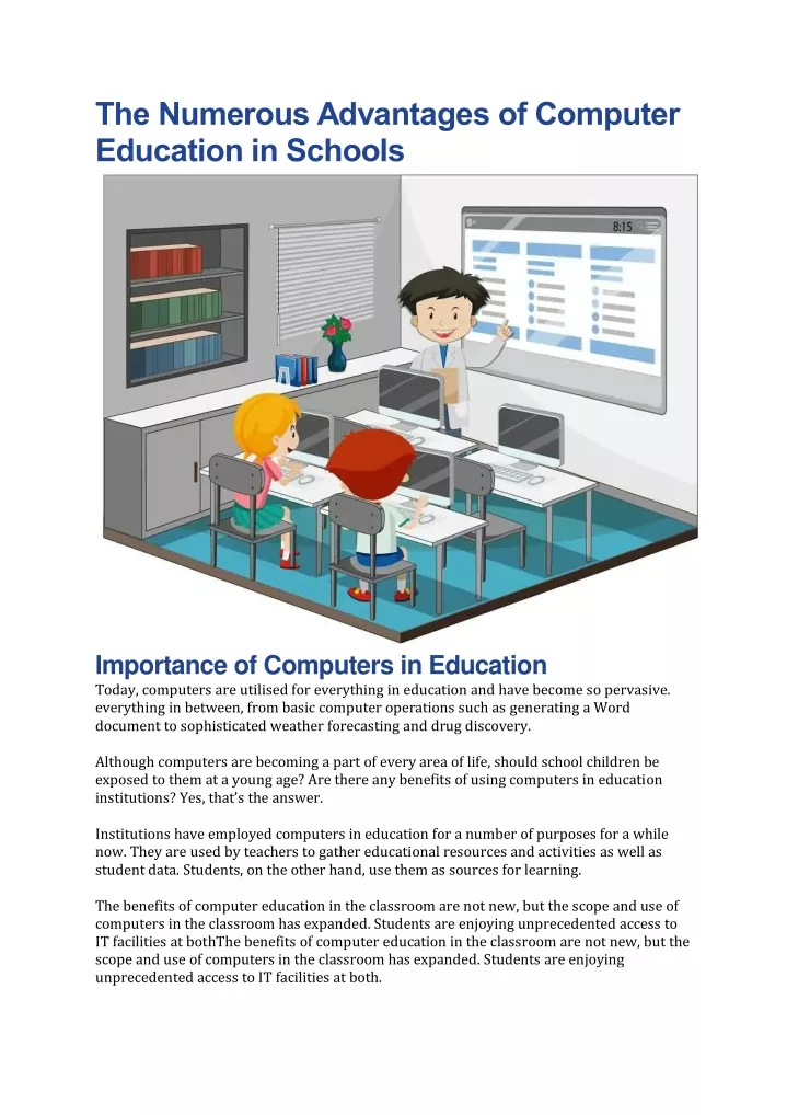 the numerous advantages of computer education