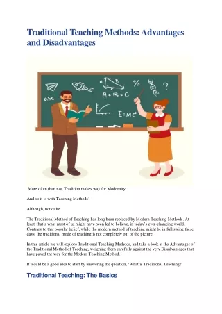 traditional teaching methods advantages