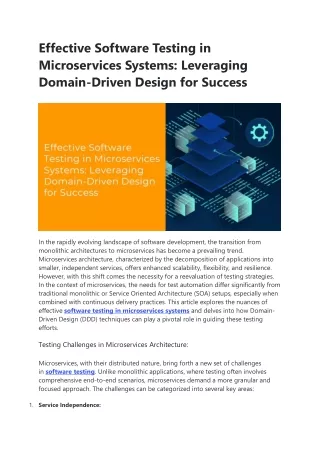 effective software testing in microservices