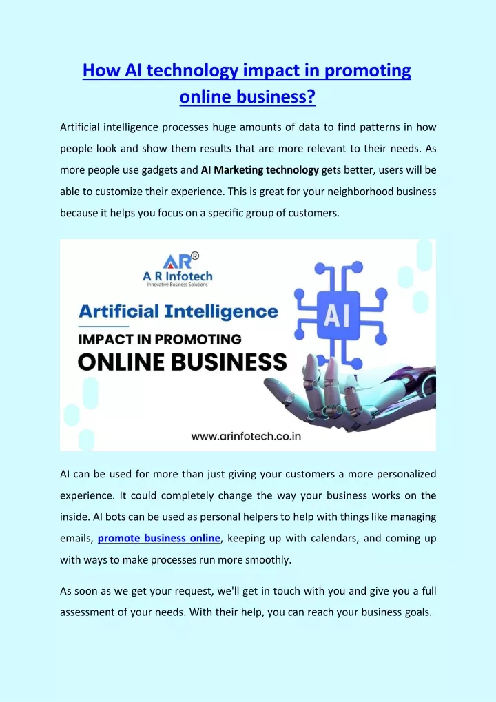 how ai technology impact in promoting online business