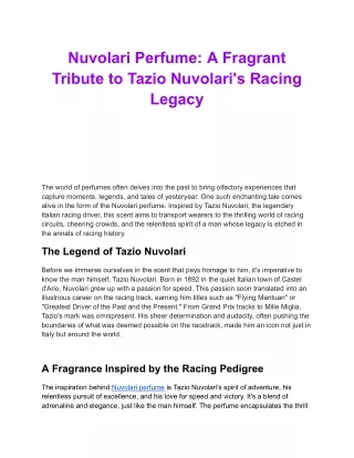 Nuvolari Perfume: Honouring the Racing Legend Tazio Nuvolari