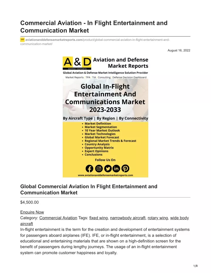 commercial aviation in flight entertainment