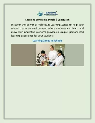 Learning Zones In Schools | Valistus.in