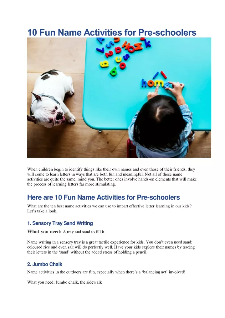10 fun name activities for pre schoolers