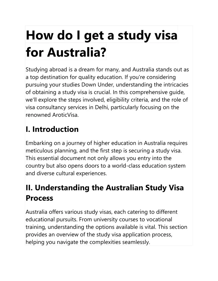 how do i get a study visa for australia