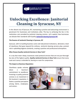 Unlocking Excellence Janitorial Cleaning in Syracuse