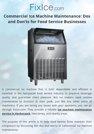 Commercial Ice Machine Maintenance Dos and Don’ts for Food Service Businesses