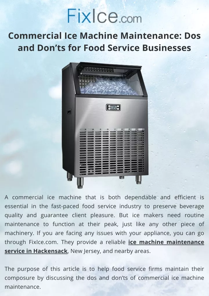 commercial ice machine maintenance