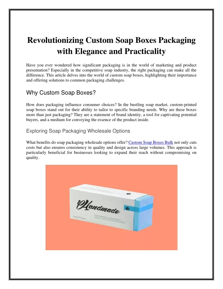 revolutionizing custom soap boxes packaging with