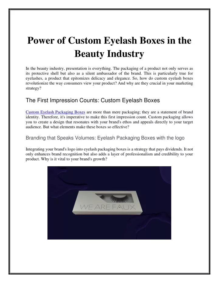 power of custom eyelash boxes in the beauty