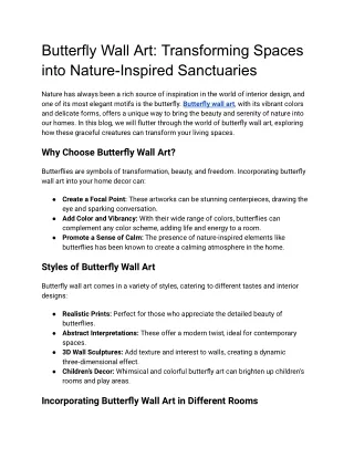 Butterfly Wall Art_ Transforming Spaces into Nature-Inspired Sanctuaries