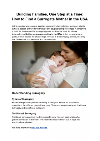 Building Families, One Step at a Time_ How to Find a Surrogate Mother in the USA