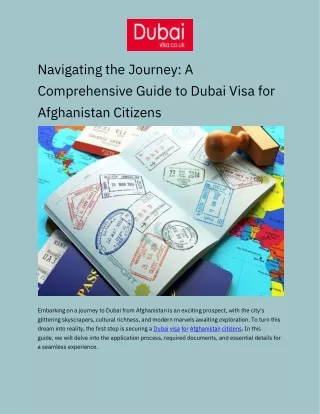 Navigating the Journey: A Comprehensive Guide to Dubai Visa for Afghanistan