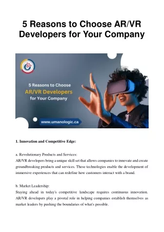 5 reasons to choose ar vr developers for your