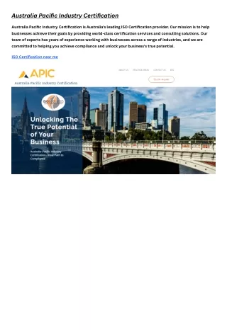 Australia Pacific Industry Certification