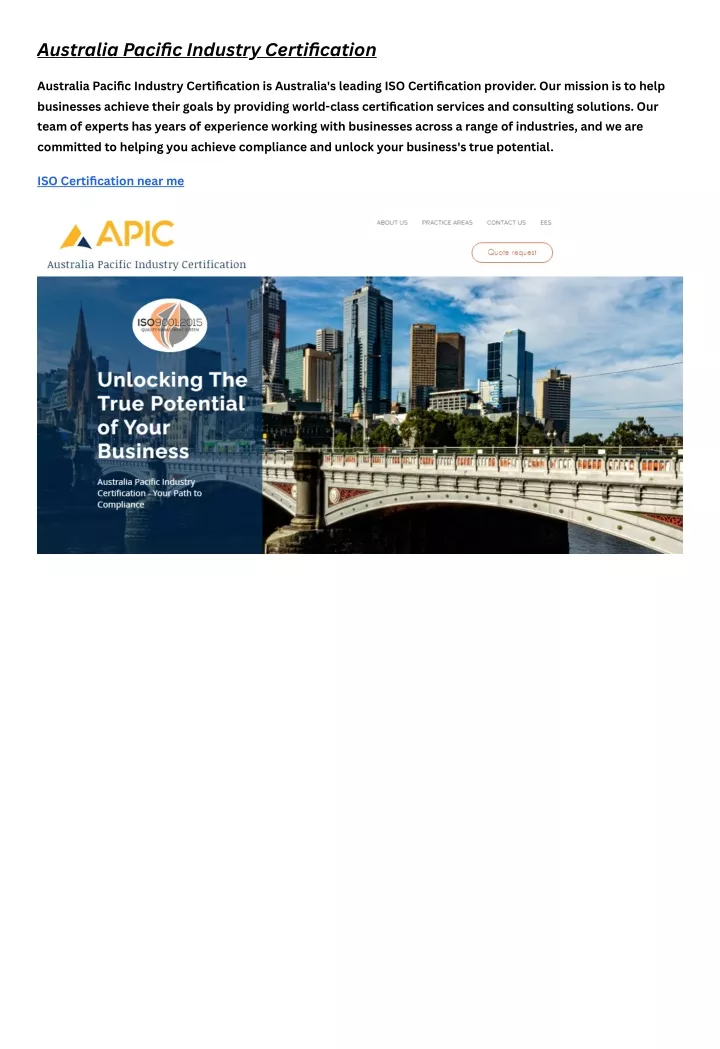 australia pacific industry certification