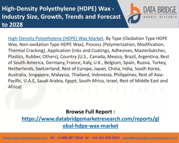 high density polyethylene hdpe wax industry size