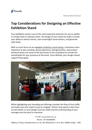 Top Considerations for Designing an Effective Exhibition Stand