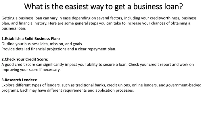 what is the easiest way to get a business loan
