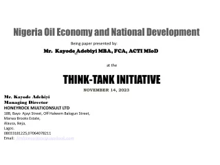Nigeria Oil Economy and National Development 1711